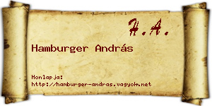 Hamburger András névjegykártya
